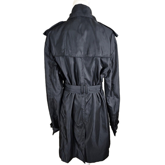 Norma Kamali ~Woman Plus Size XXL~ Black Trench Coat Double Breasted Belted. - Picture 6 of 14